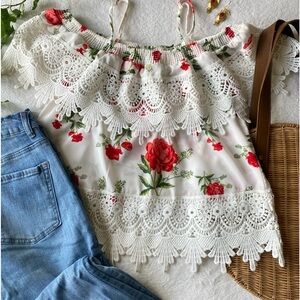 🥀 NoBo Lace Floral off the shoulder blouse